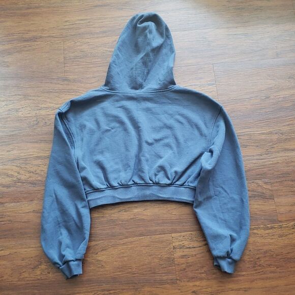 For Love & Lemons Womens Blue Josie Cropped Fleece Oversized Sweatshirt Size L - Picture 10 of 10